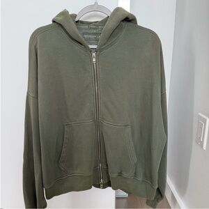 abercrombie essential crop full zip hoodie